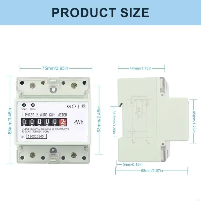 WXTC Space Saving DIN Energy Meter With Clear Digital Display Suitable For Accurate Reading Precise Power Usage Tracking