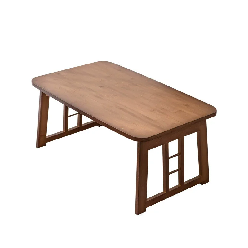 Space-saving Folding Coffee Table Window Sitting Low Table Bamboo Floor Desk Multifunction Tea Table