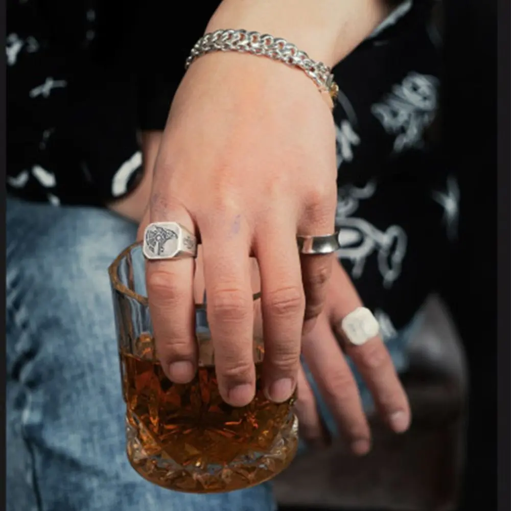 Personality Boys Street Wear Decoration Gift Death Anubis Ring Men Jewelry Accessories Eye of Horus Ring Egyptian Gods Ring