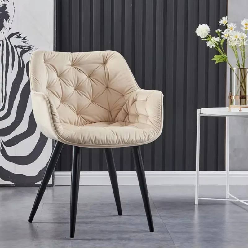 2 Pcs Nordic Modern Luxury Tufted Velvet Dining Chairs, Upholstered Soft Armrest Chairs for Living Room Dining Table Home Decor view 4