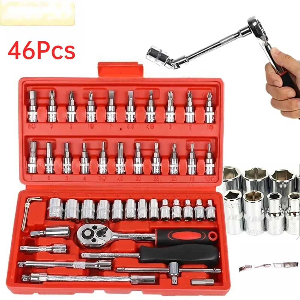 １Pc Krachtige 46pcs/set Carbon Steel Combination Set 1/4