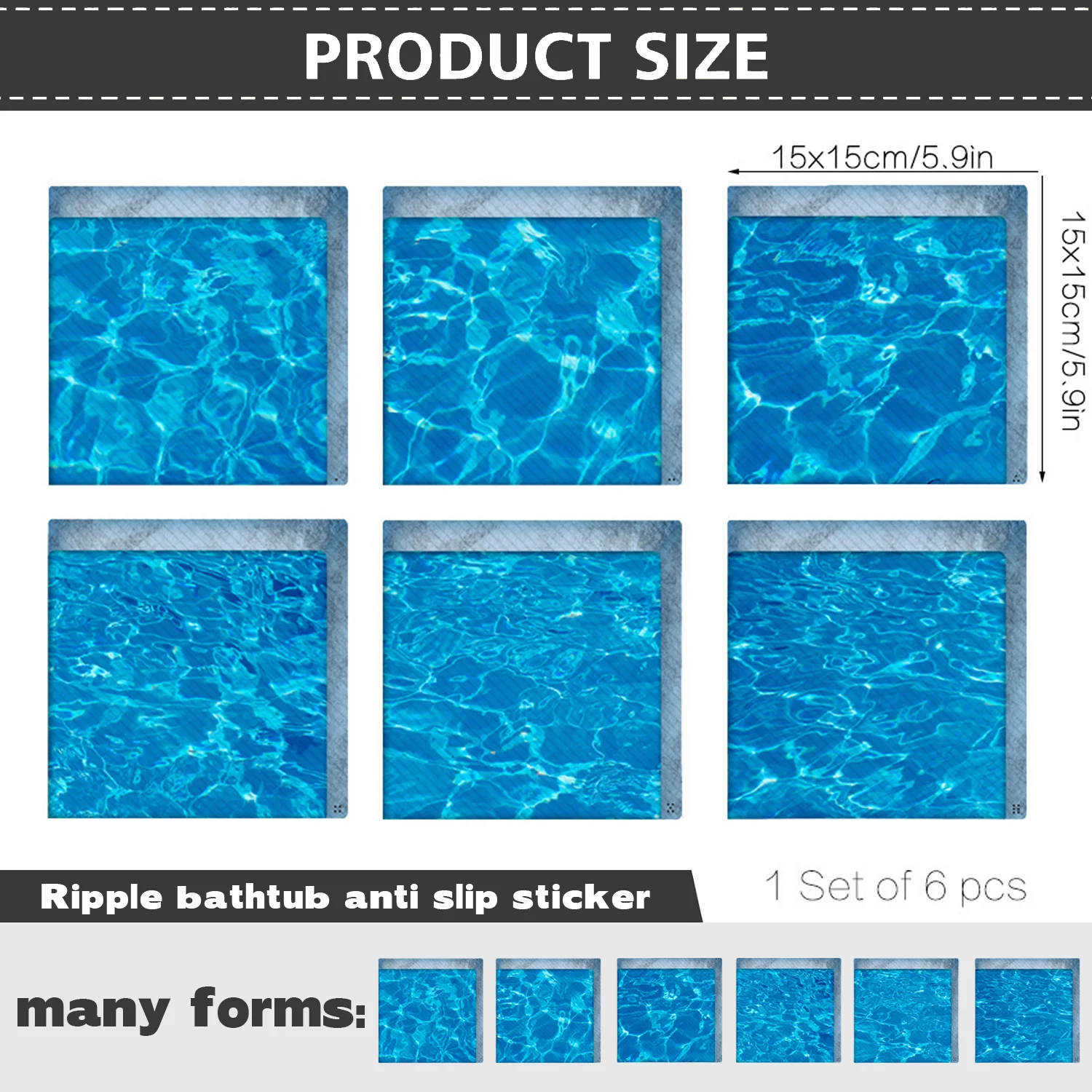 Bathroom Shower Anti-slip Pad 3D Ripple Decoration Bathtub Stikcer Non-slip Sticker for Btahroom Tubs Shower Floor Stairs