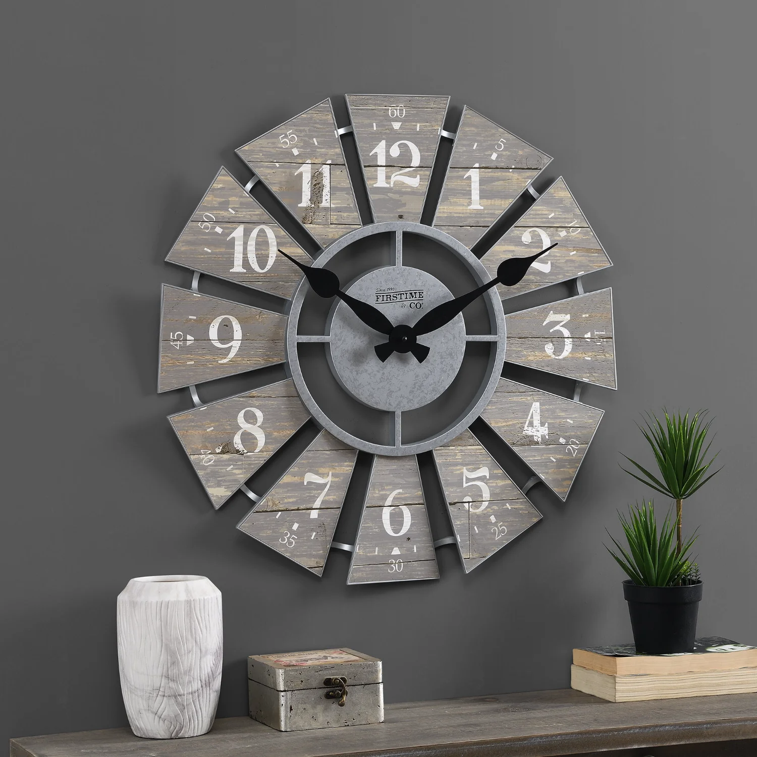 

Vintage Windmill Wall Clock, Gray Numbers, 24 X 2 X 24 Inches