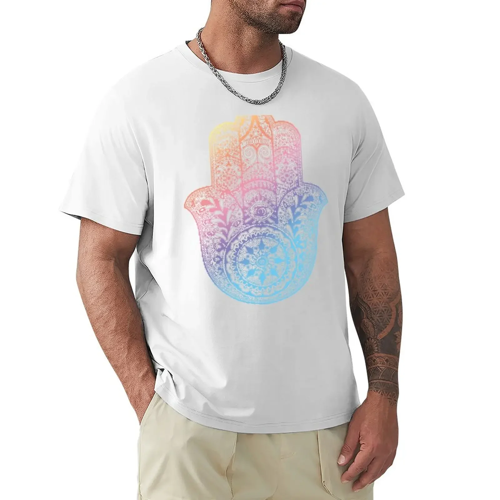 Rainbow Hamsa T-Shirt baggy shirts plus size tops customs mens graphic t-shirts hip hop