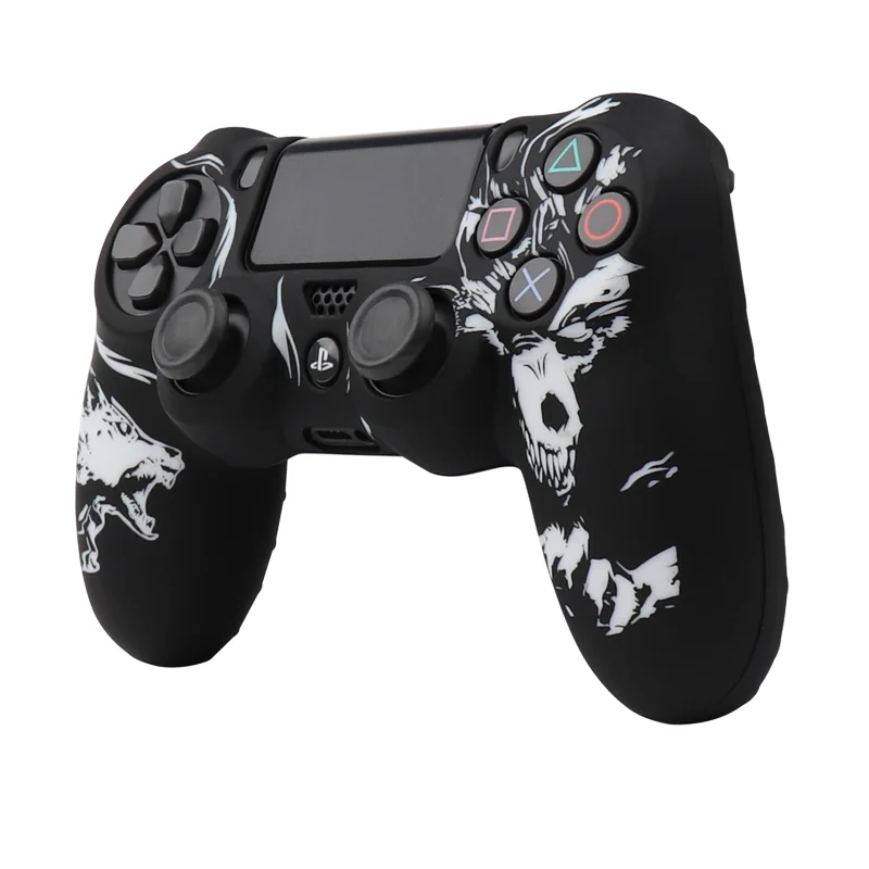 Мягкий силиконовый чехол с лазерной резьбой для контроллера Playstation 4, чехол для геймпада PS4 с колпачками для джойстика