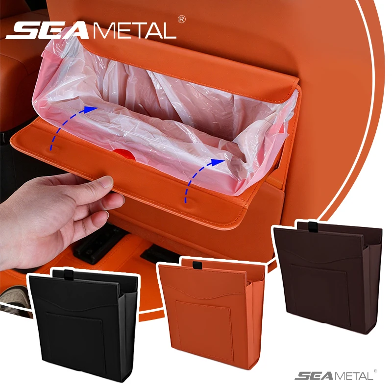 SEAMETAL Car Trash Can Magnetic Seat Back Hanging Hidden Storage Bag Automobiles Interior Organizer Storage Bag Auto Accessory