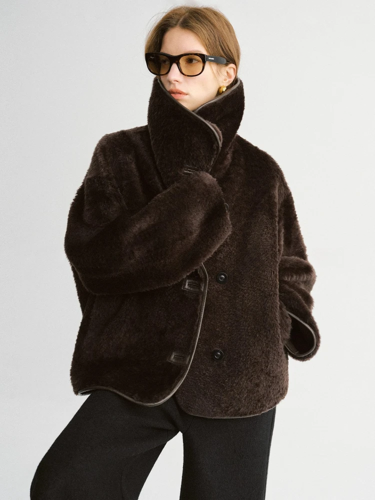 

High-end Luxury Natural Lamb Fur Plush Jackets for Women 2026 New Simple Loose Winter Genuine Leather Real Fur Shearling Coat