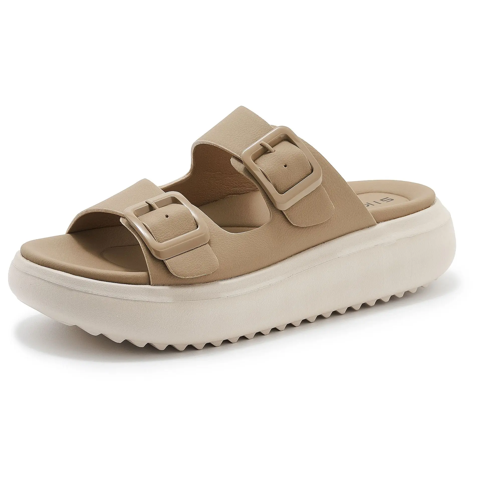 

2025 летние модные женские сандалии на танкетке с пряжкой в спортивном стиле, удобные противоскользящие женские босоножки на танкетке с толстой подошвой 4 см 1138-6