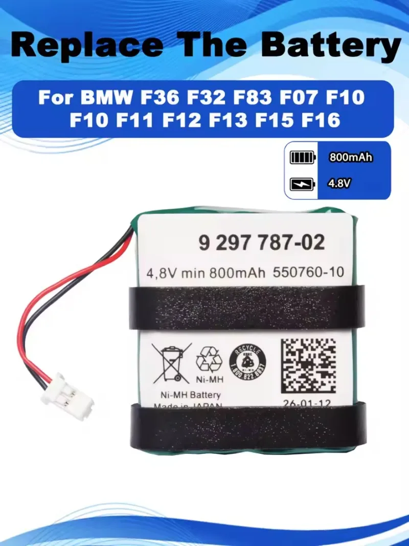 4.8V 800mAh 9297787-02 550760-10 Ni-MH Battery for BMW F07 F10 F11 F12 F13 F15 F16 F32 F36 SOS Emergency Call Module Aux Battery