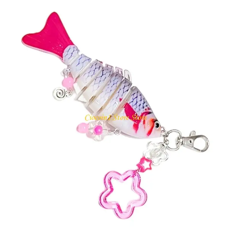 A3PC Creative Fish Design Bead Keychain Flower Accessory for Office School