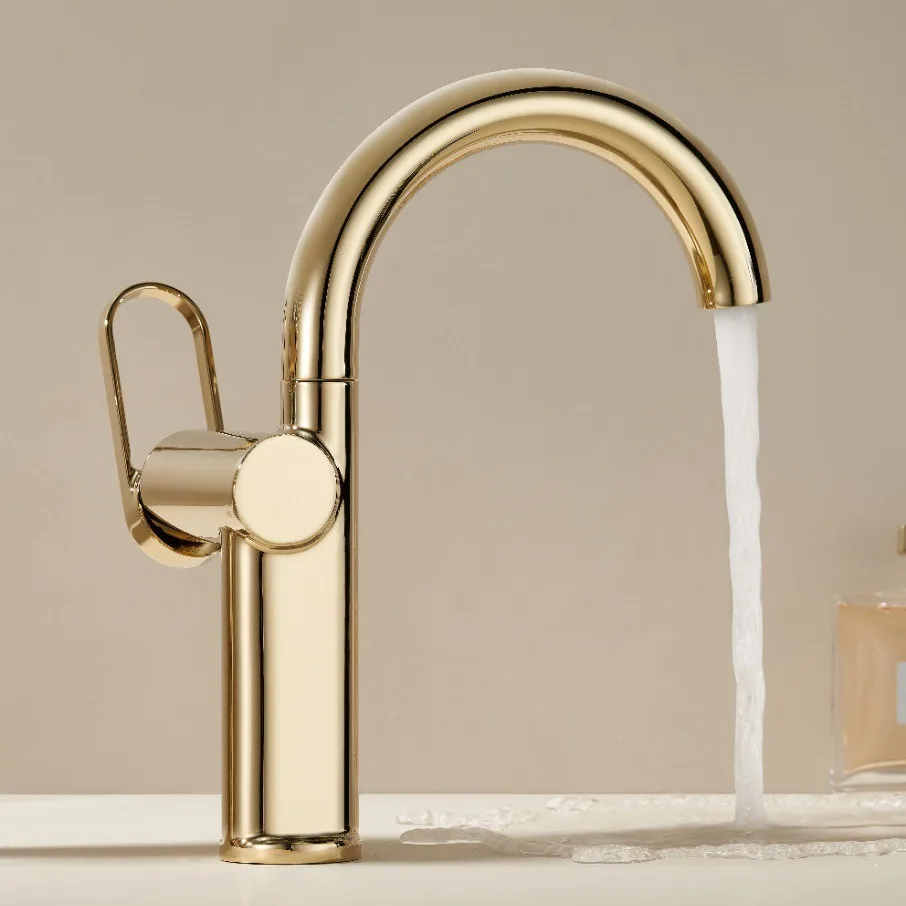 Swivel Spout Tall Washroom Faucet Mixer Torneiras De Cozinha Para Pia De Banheiro Household Brass Basin Bathroom Tap Hot Cold