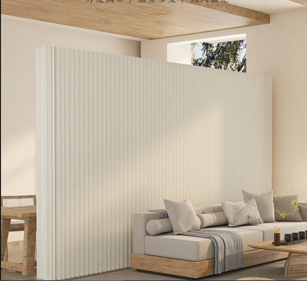 

2M Height Creative Home Decor White Organ Paper Wall Screen Room Dividers Office Partition Removable Folding Baffle