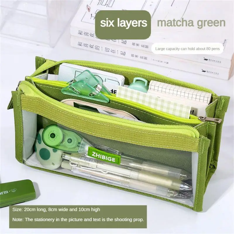 

Six Layer Pencil Bag 20*8*10cm High Capacity Transparent Zipper Level 6 Student Supplies Large Capacity Pencil Bag Dust-proof
