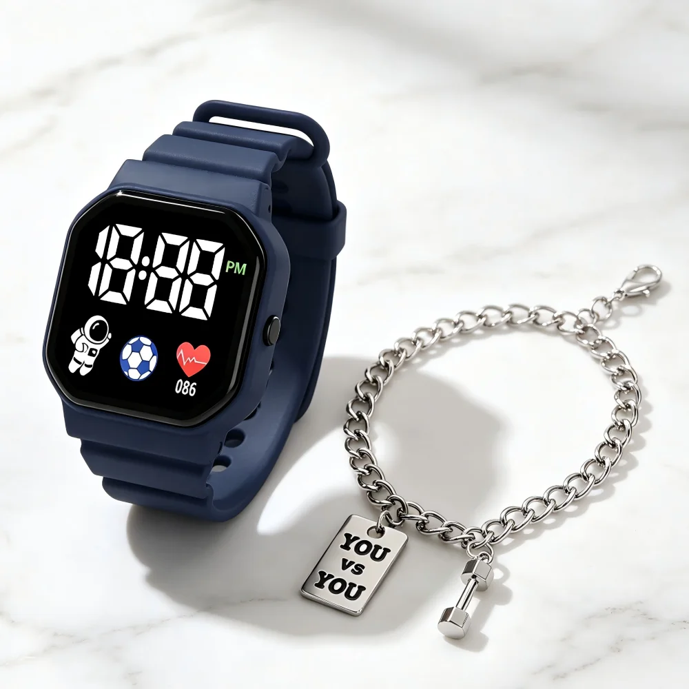 NEW Kids Watches with Bracelet Sport LED Digital Watches Silicone Strap Sport Electronic Wristwatch for Children Boys Girls Gift