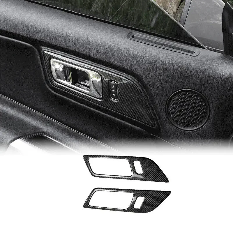 (Local in USA) For Ford LHD Mustang 15-17 Inner Door Handle Panel Trim Stick Cover Carbon Fiber