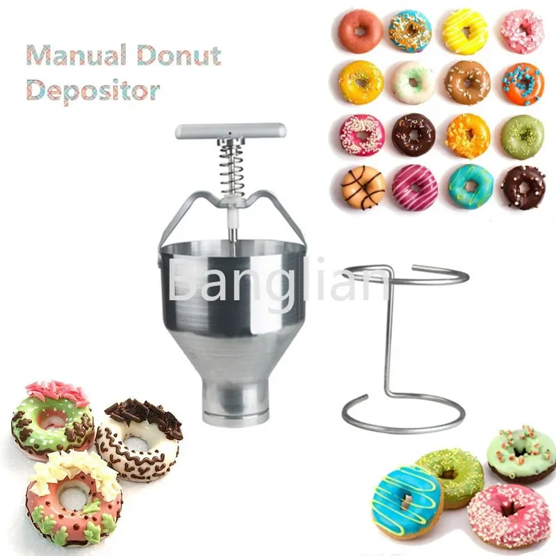 Portable Stainless Steel Mini Manual Donut Maker Machine, Handheld Cake Donut Hopper, Donut Dropper, Griddle Cake Maker