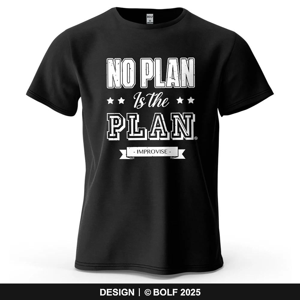 NO PLAN Is The PLAN Bedrucktes Herren-T-Shirt aus 100 % Baumwolle, übergroß, trendige Grafik-T-Shirts für Damen, Tops, T-Shirts, lässige Streetwear