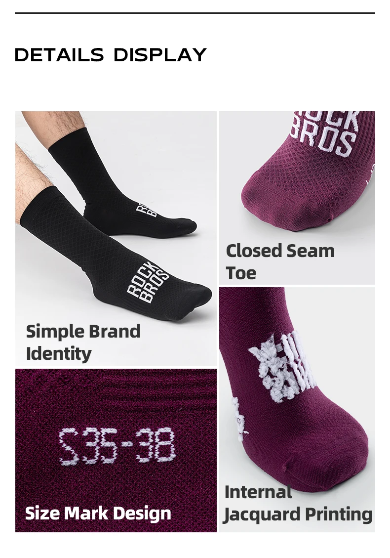 ROCKBROS ROAD TO SKY Professionelle Radsocken atmungsaktiv hochelastisch stoßdämpfend Strumpf für Herren und Damen Fitness-Sportsocken – Detail 10