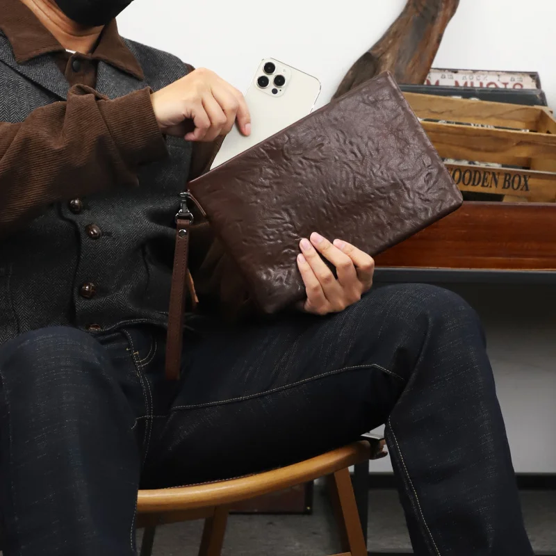 

Business Style Men's Clutch Large Wallet Soft Leather Male Wristlet Pack Bag Elegant Leisure Stylish Hand Bags Man Pouch
