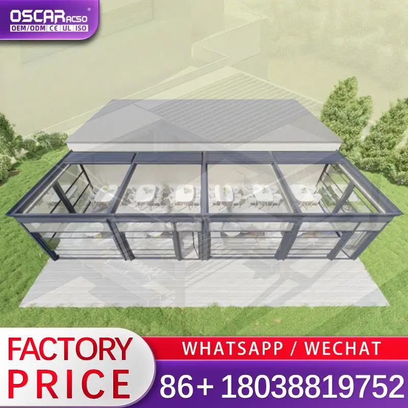 

Modern Outdoor Aluminum Bioclimatic Waterproof Sliding Glass Door Powder Coated Frame US Europe Backyard Patio Garden Pergola