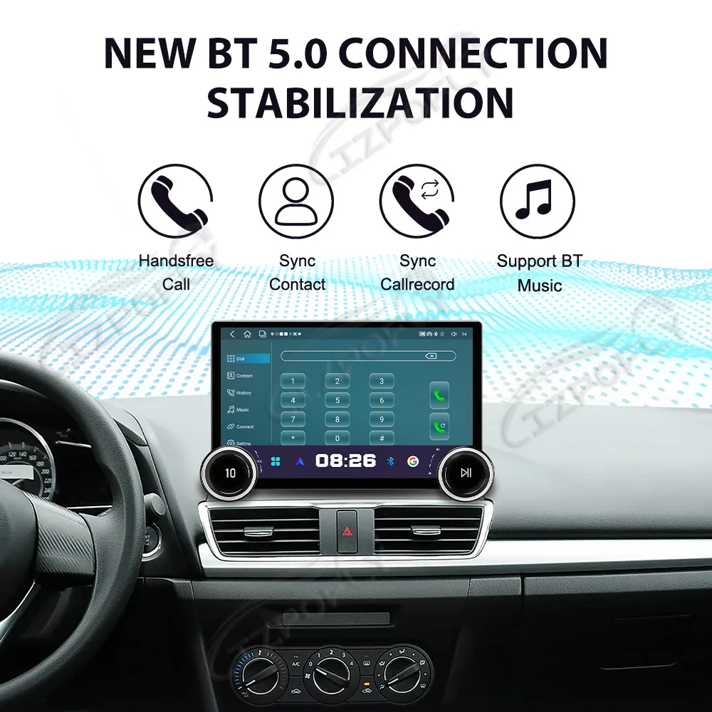 Lizpofly 11.5-inch Upgrade Car Radio For Mazda 3 2010–2015 with Wireless Carplay & Android Auto, Touchscreen & GPS Navigation