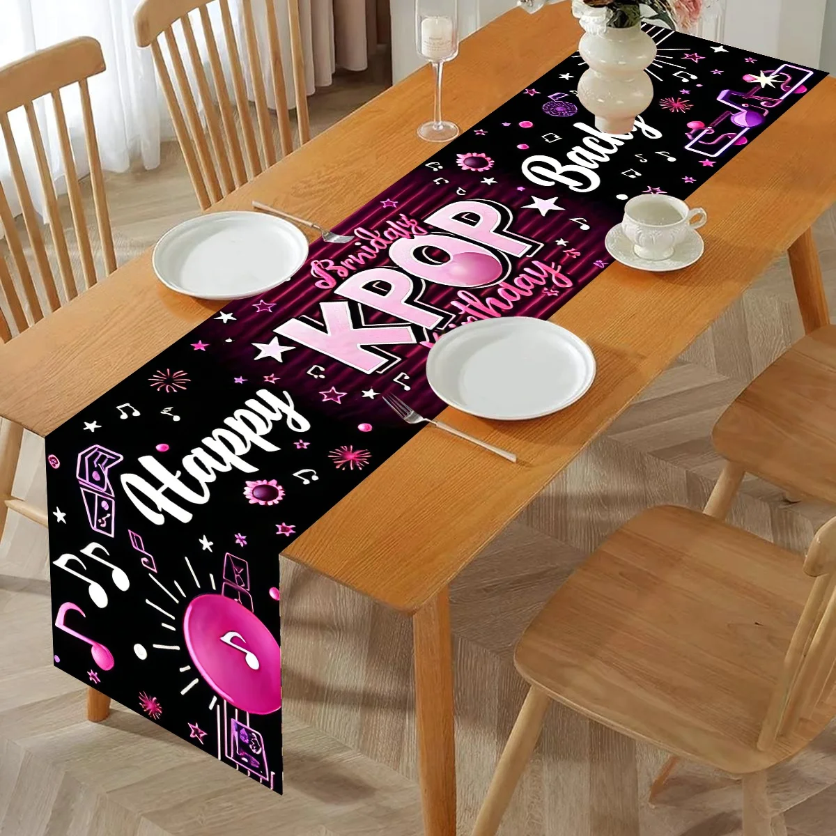 Camino de Mesa con Temática de Kpop, Diseño de Blackpink, Decoración de Mesa para Chicas a la Moda, la Mejor Decoración de Cumpleaños para Cocina