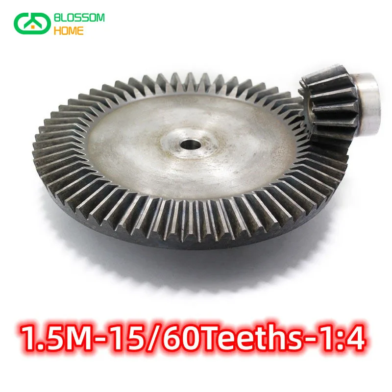 1.5M-15/60Teeths Metal Umbrella Bevel Gear 90 Degrees 4 :1 Transmission Gear Diameter:91mm/24mm (hole d:10mm/8mm) 1Set