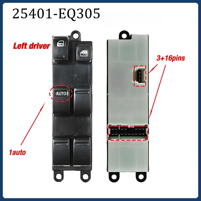 

25401-EQ305 25401-AL500 For NISSAN X-Trail T30 Wingroad Patrol Stagea 1997-2017 Main Window Lifter Control Switch