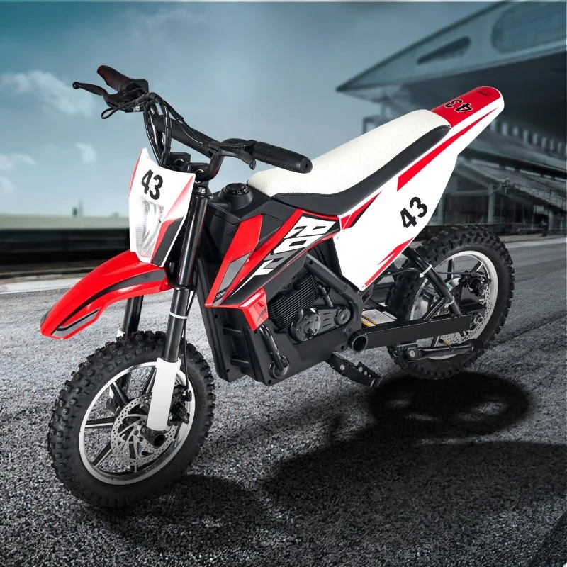 

Детский электромотоцикл с батареей 36В, скорость до 15,5 миль/ч, шины с протектором, индикатор заряда батареи, двойные тормоза.