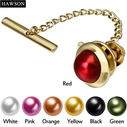 HAWSON Pearl Tie Tack for Men,Men's Tie Pin Necktie Pins Lapel Pin for Wedding Birthday Anniversary Party