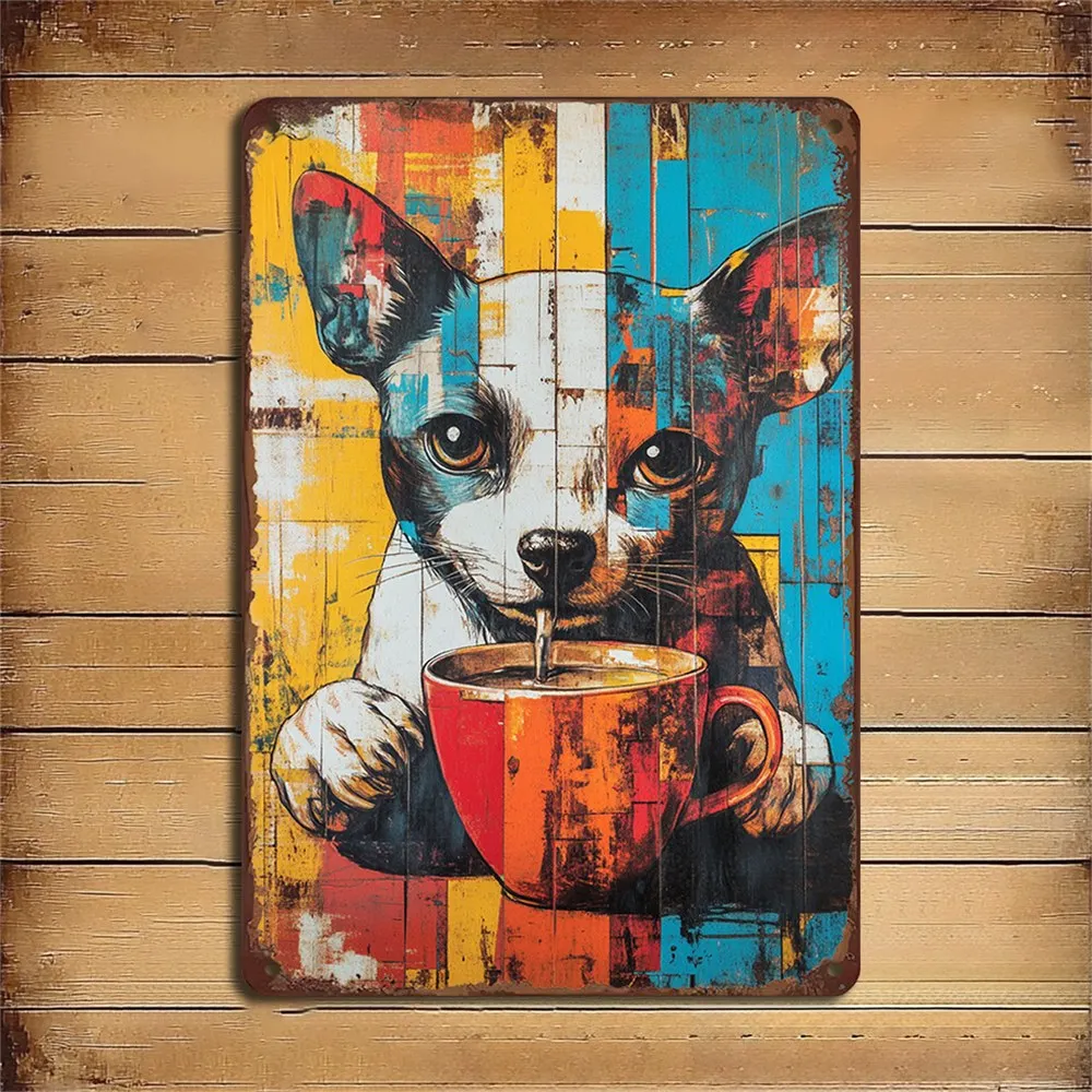 Vintage Watercolor Puppy Metal Iron Plaque Home Iron Wall Art Decoration Gift for Dog Lovers Size 8x12inch Home Wall Decorationv