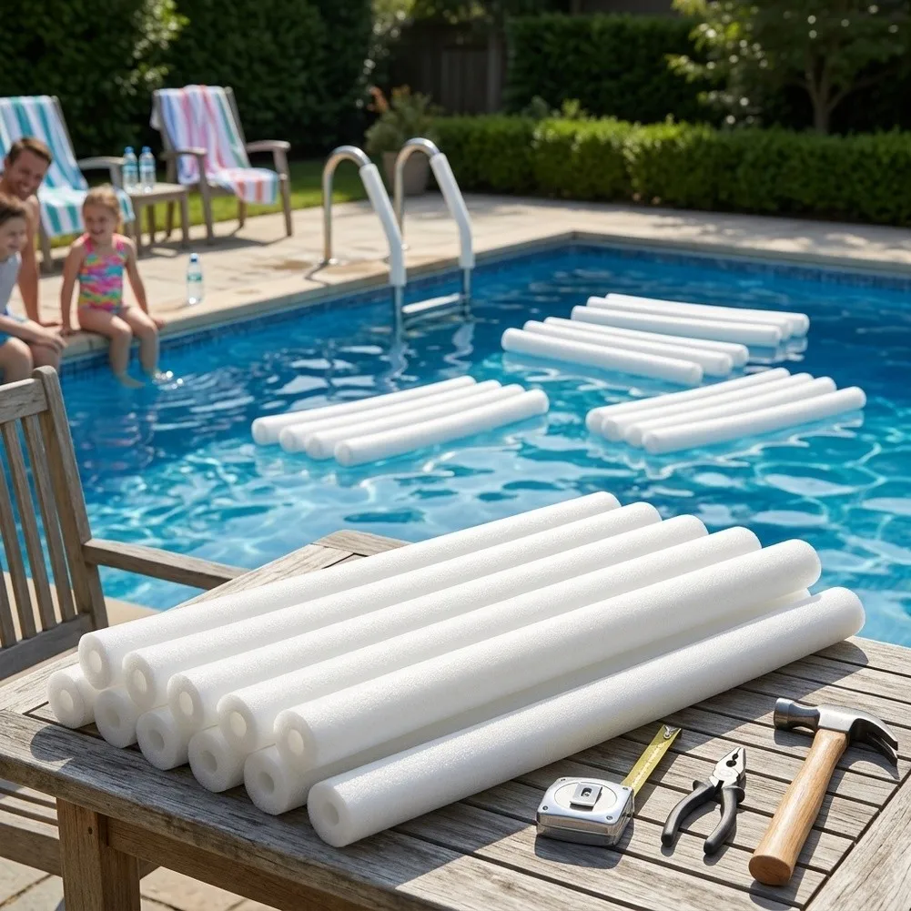White Sponge Foam Tubes 20pcs 50x4x4cm for Pool Safety Bedrail Protector Boot Shaper Ladder Handle DIY Crafting