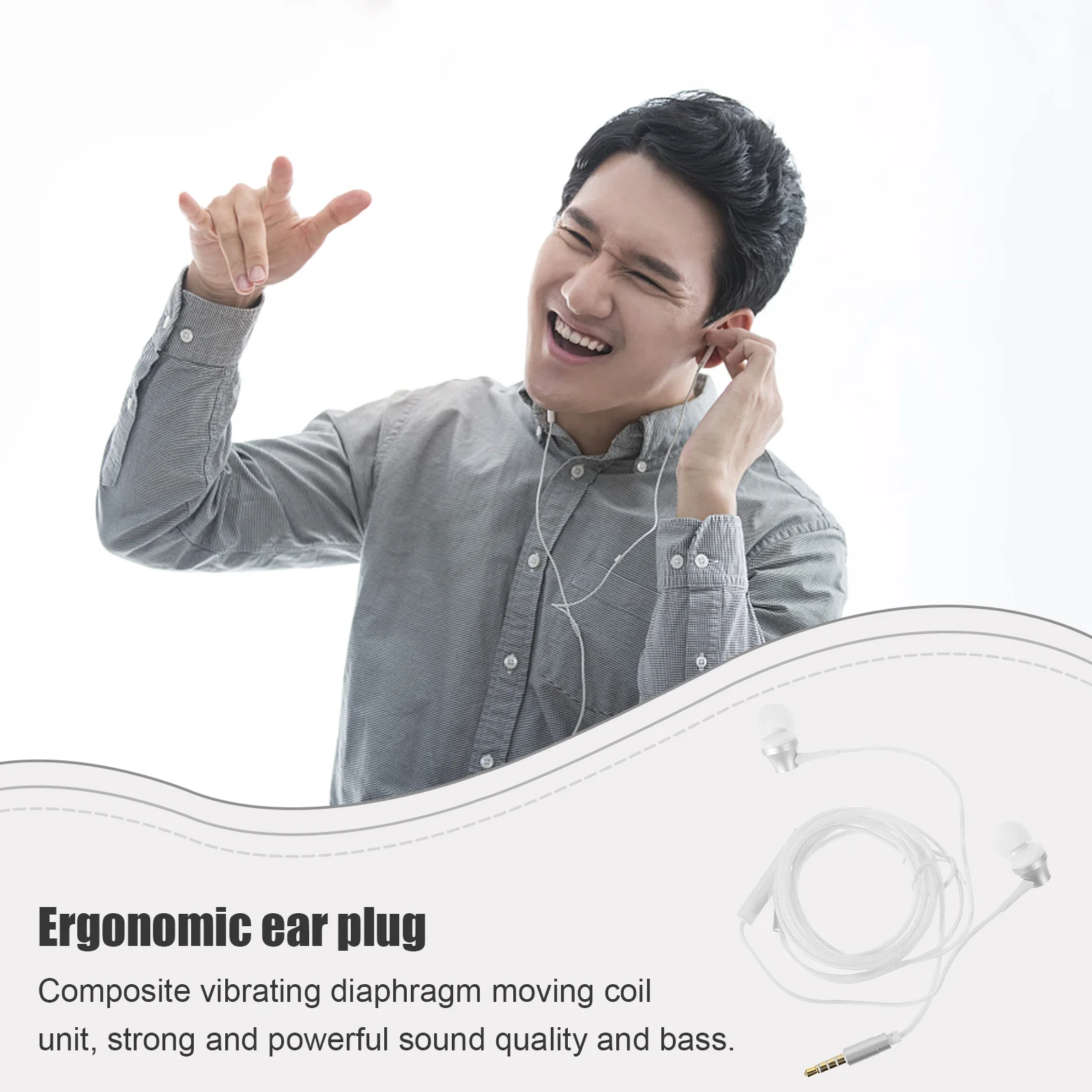 

Ergonomic In-Ear Earphones 3.5Mm Jack Volume Control For Phone Laptop Tablet Composite Bass Sound Isolation Headphones