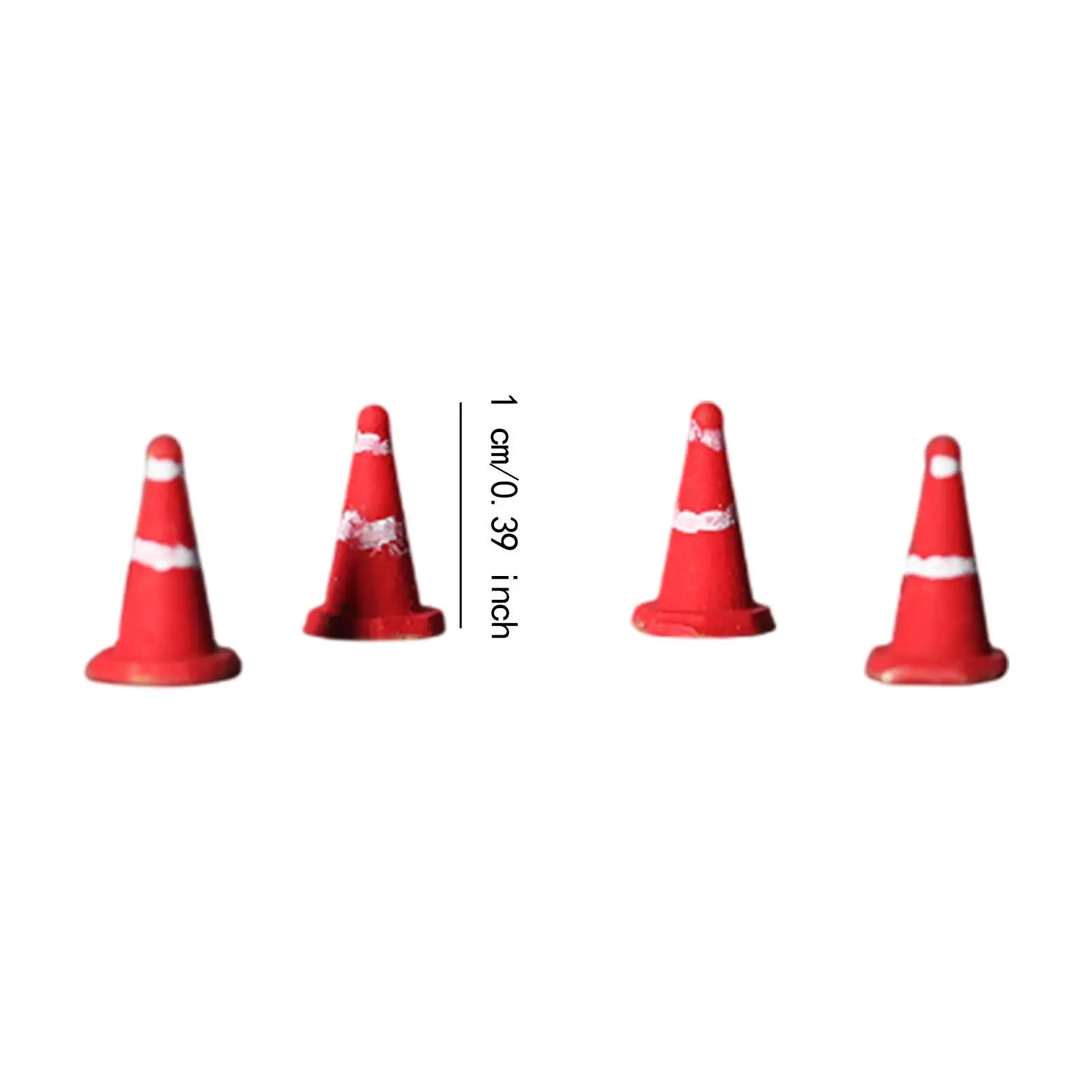 4 peças 1/64 escala cones de trânsito em miniatura mini sinal de trânsito para crianças