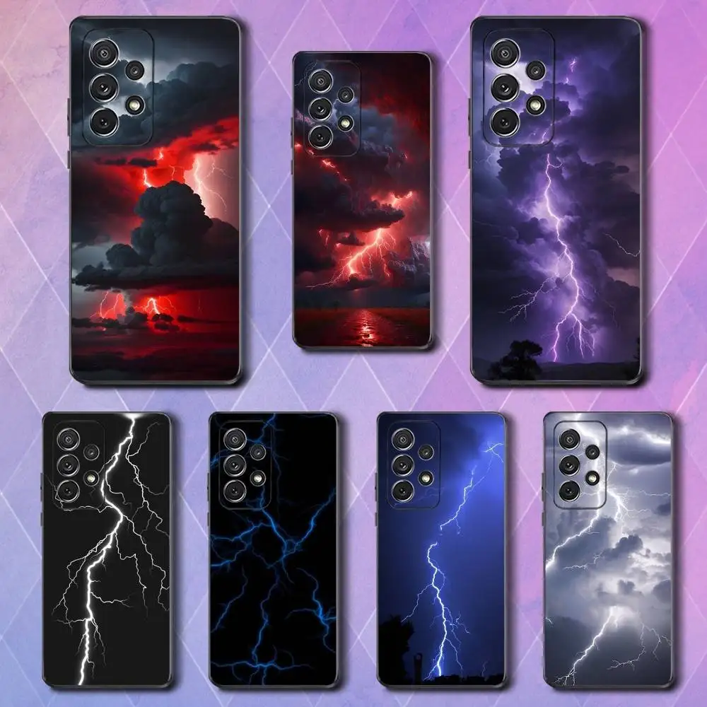 

Thunderbolt Lightning Art Phone Case For Samsung S25,S24,S23,S22,S21,S20,S10,Ultra,Plus,Lite,FE,Soft Silicone Black Cover