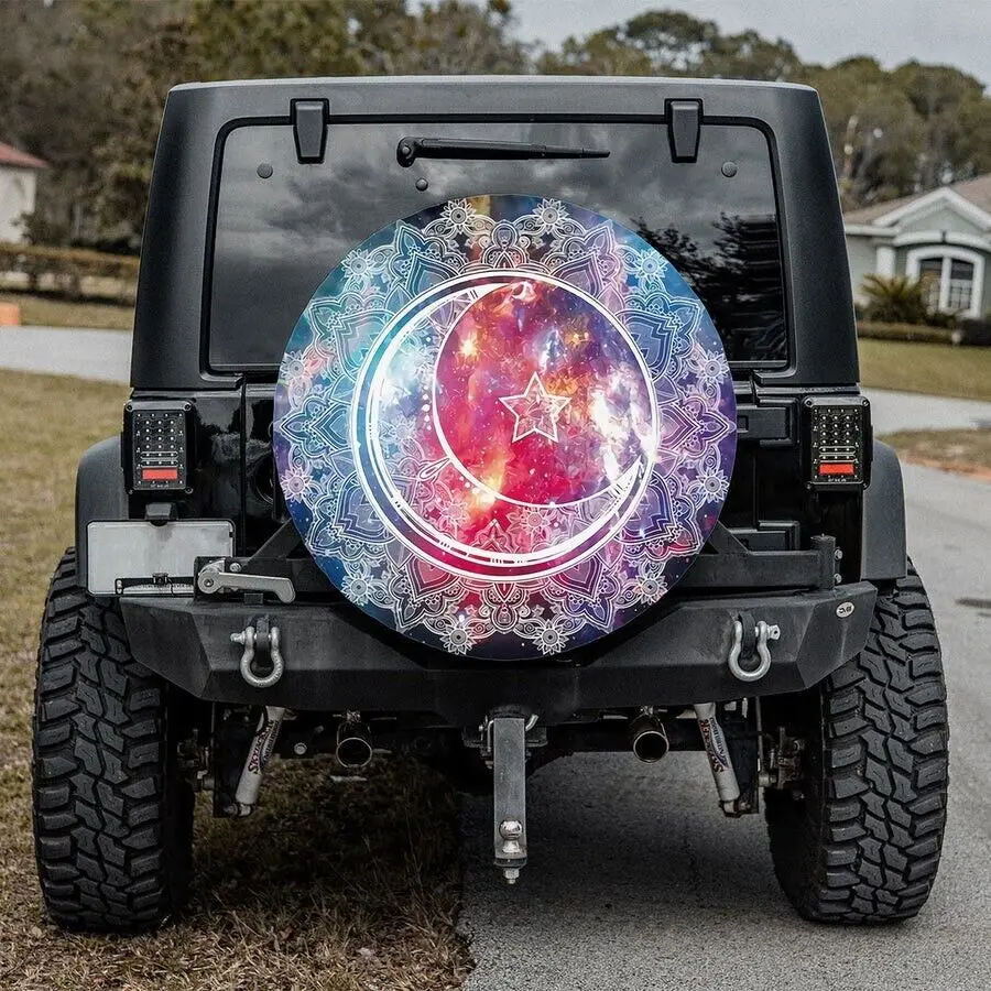 Psychedelic Mandala Moon Galaxy Colorful Spare Tire Cover 32\