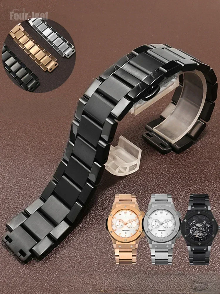 

Для Hublot Yubo ремешок для часов Big Bang Classic Fusion для мужчин и женщин однотонный ремешок для часов из нержавеющей стали браслет 27*19 мм