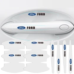 8pcs Car Door Handle Stickers Transparent Protector Film For Ford Focus Fiesta Puma Ranger Kuga MK7 MAX F150 Mondeo Escape