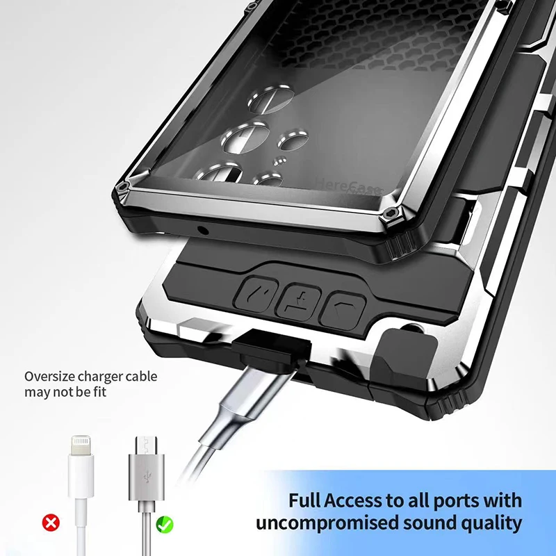 Heavy Duty Aluminium Metal Armor Case For Samsung S24 S23 S22 S21 Ultra Plus Shockproof Cover Screen Protector