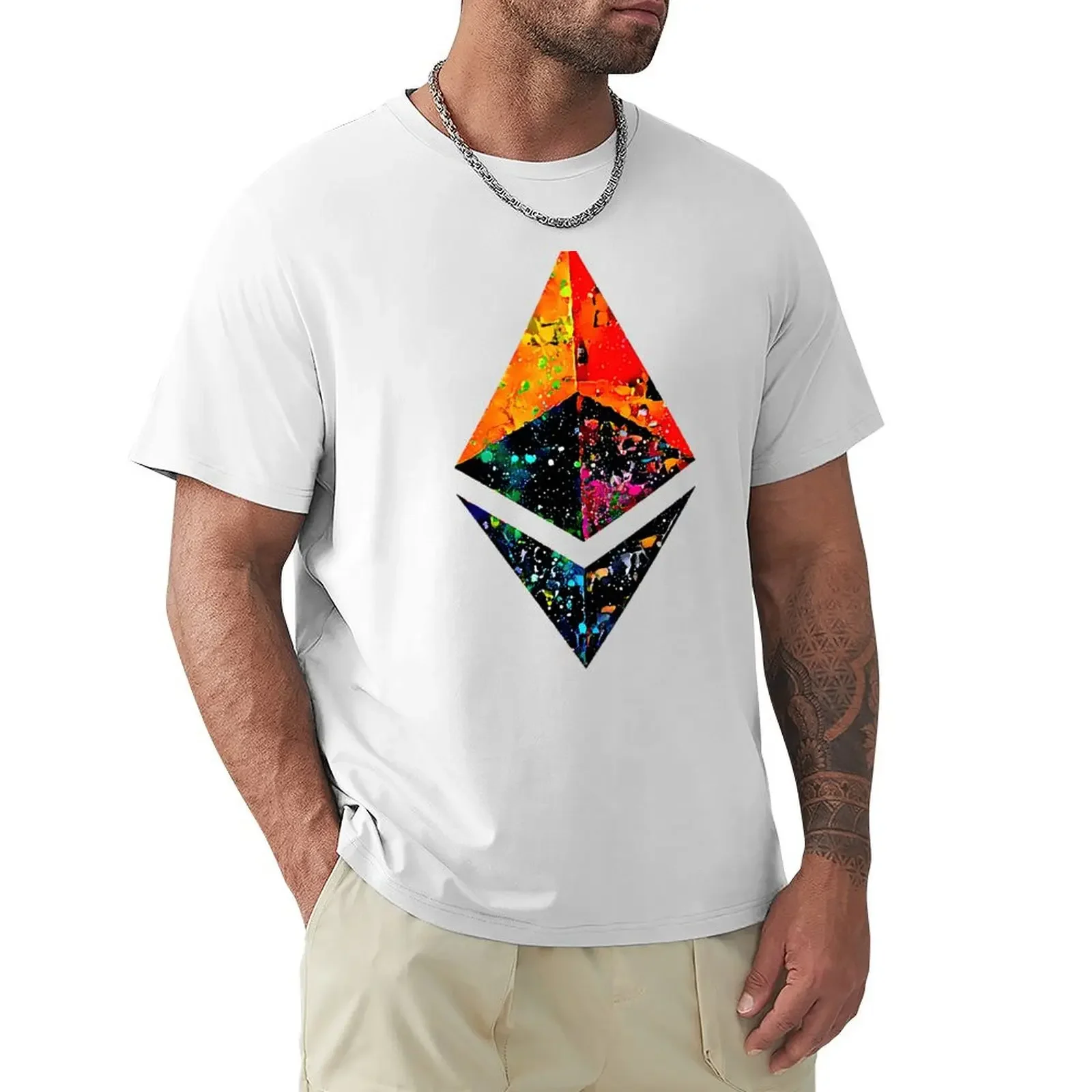 Paint Splatter ETH crypto, Etherium logo. T-Shirt customs anime t shirts t shirt men