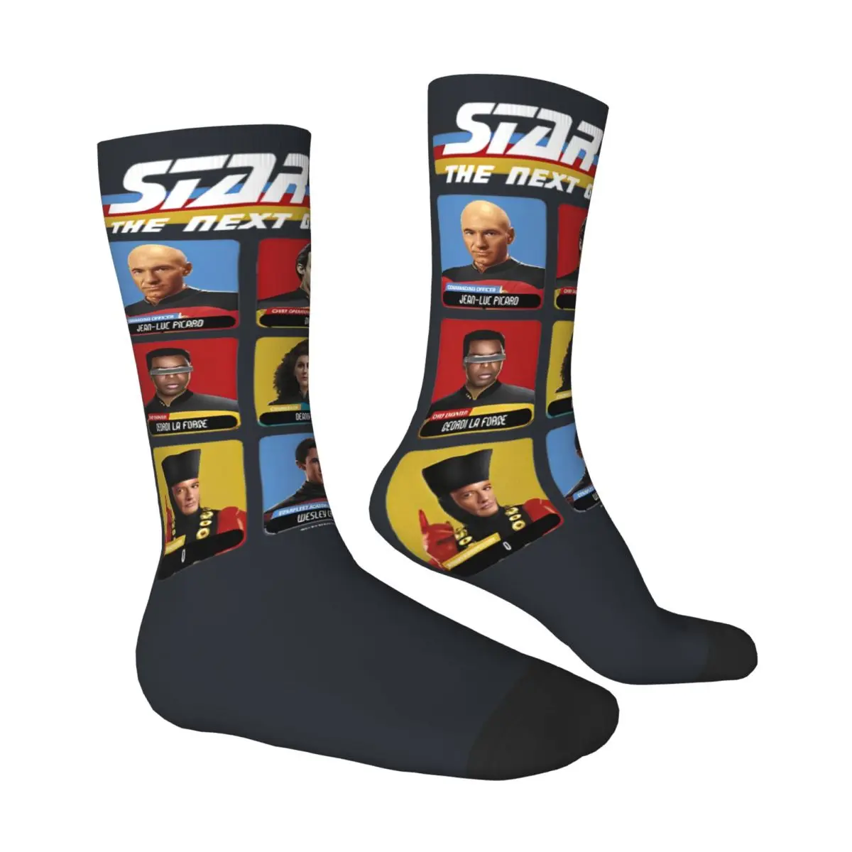 S-Stars Treks Socks Nexts Generation Portrait جوارب الموضة الشتاء مكافحة العرق الرجال الجوارب عالية الجودة المطبوعة سكيت جورب