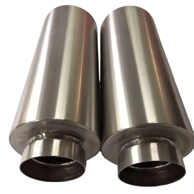 Titanium Muffler Exhaust With Perforated Pipe And Stuffing Steel Wool For Racing Car