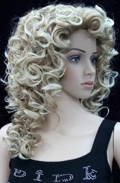 New Women Wig Long Curly Wig Blonde Ladies Wavy Hair Wig Natural