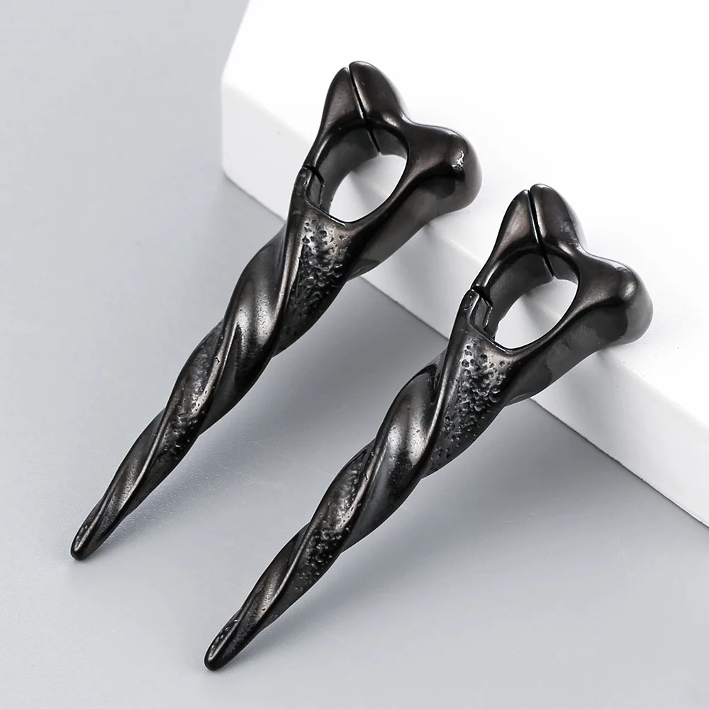Giga 1/2Pcs 12mm(1/2") Sharp Cone Stainless Steel Ear Weights Hanger Dangle Gauges Earrings for Stretched Piercing Body Jewelry