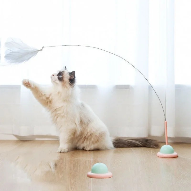 

Funny cat stick sucker holding feather bell long rod funny cat stick interactive self-hi pet cat relieve boredom toy