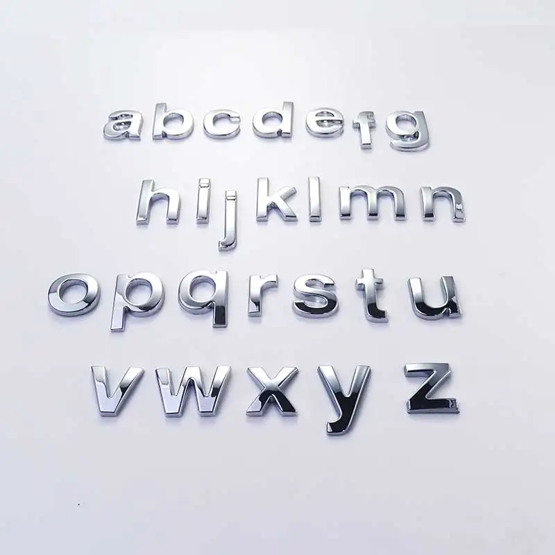 1 Pic Chrome English Low Capital Letter Car Decorated Plastic DIY