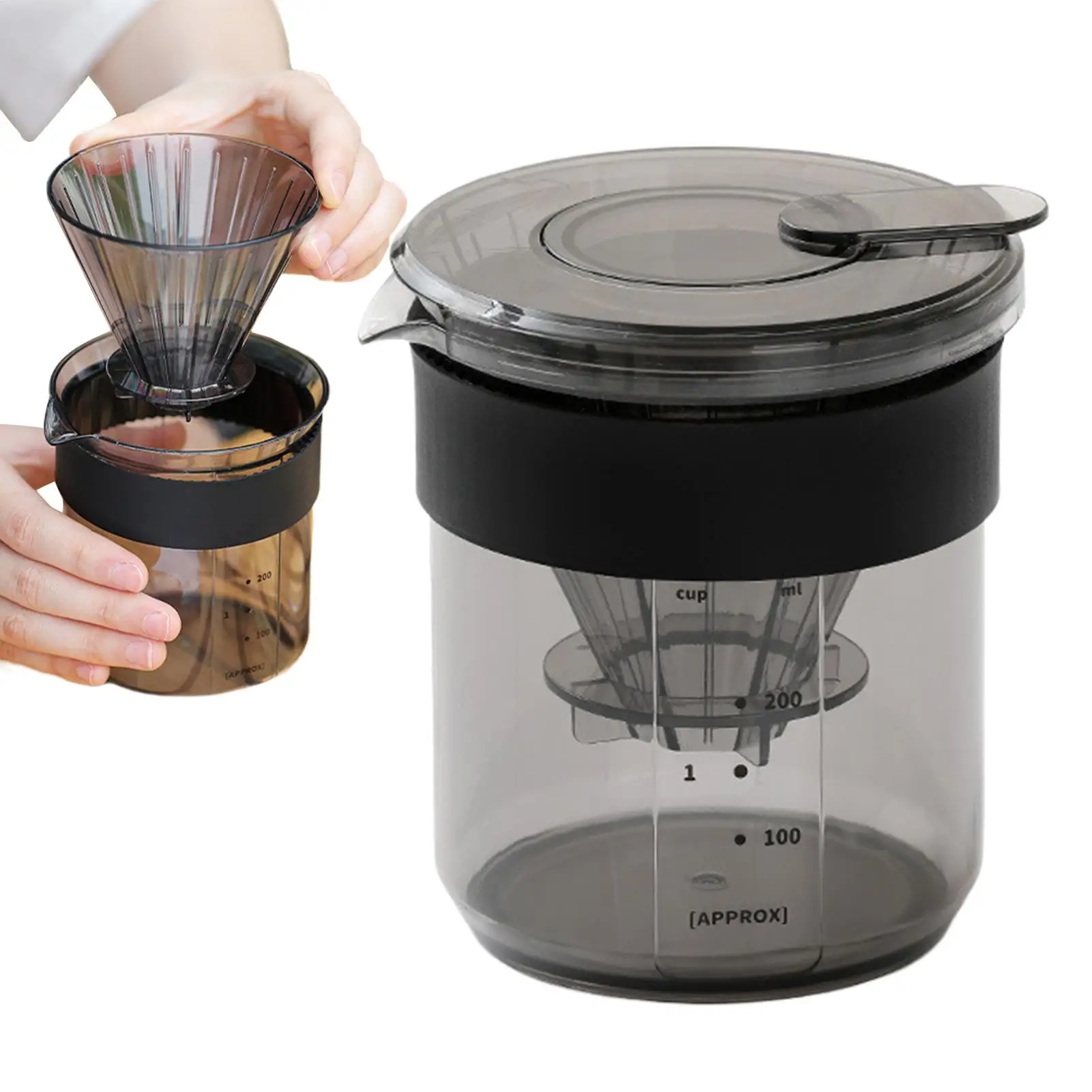 

Pour Over Coffee Maker Three in one hand brew coffee pot Reusable Dripper portable coffee pot with Scale for RV Living Vacation