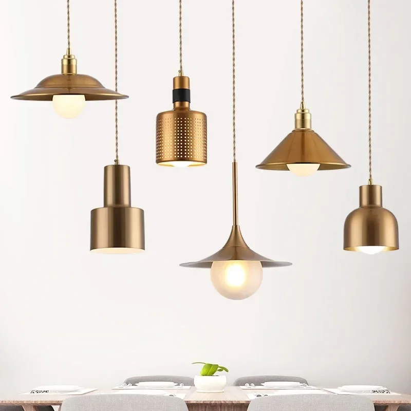 Nordic Electroplated Gold Single-headed Chandelier Personalized Creative Bedside Aisle Restaurant Hotel Bar Cafe Bar Lamp
