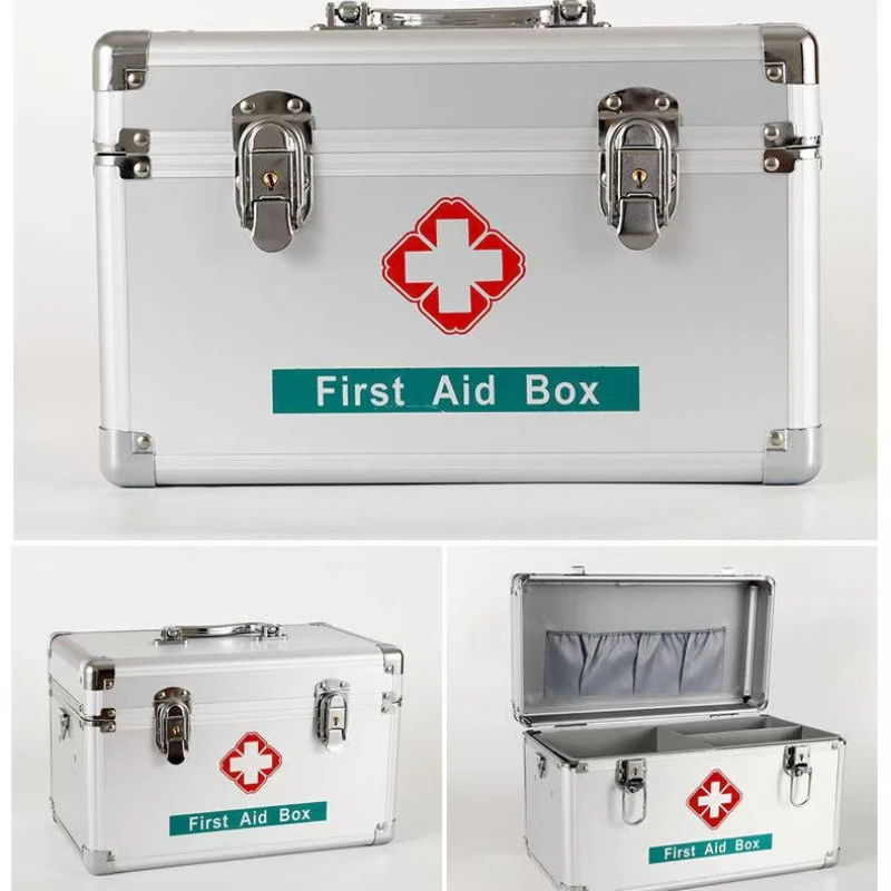 12 Inch Home Medicine Storage Box Portable First Aid Kit Thickened Multi-layer Medicine Storage Box Aluminum Alloy Medical Box