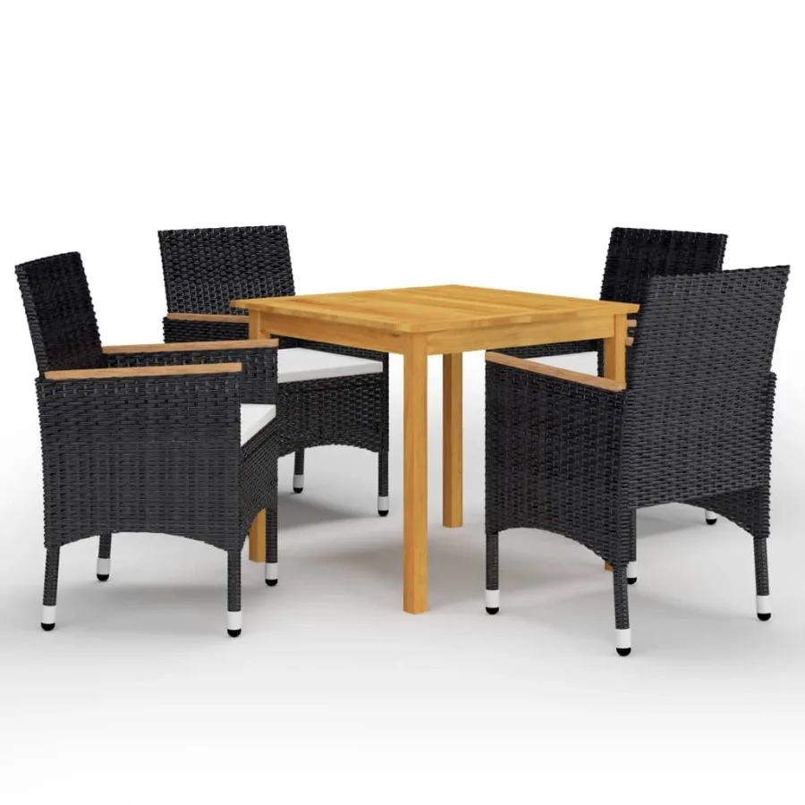 

5 Piece Patio Dining Set Black